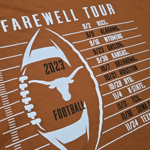 Champion UT Texas Longhorns Shirt FAREWELL TOUR 2023 Football Schedule Big12 SEC - Picture 7 of 7